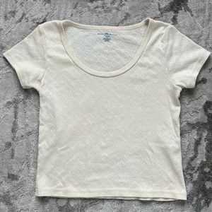 Brandy Melville Heart Pointelle Baby Tee